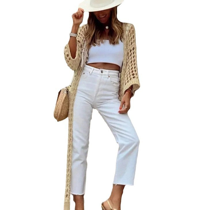 Cardigan en crochet pour femmes avec des mailles aérées et une coupe tendance Chic und Stil