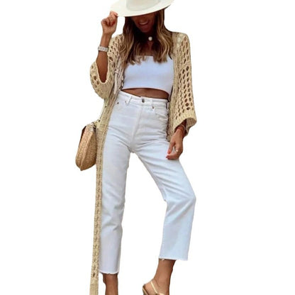 Cardigan en crochet pour femmes avec des mailles aérées et une coupe tendance Chic und Stil