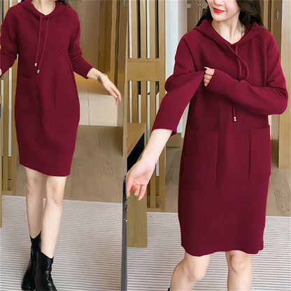 Robe en tricot pour femmes avec capuche et poches pratiques Chic und Stil