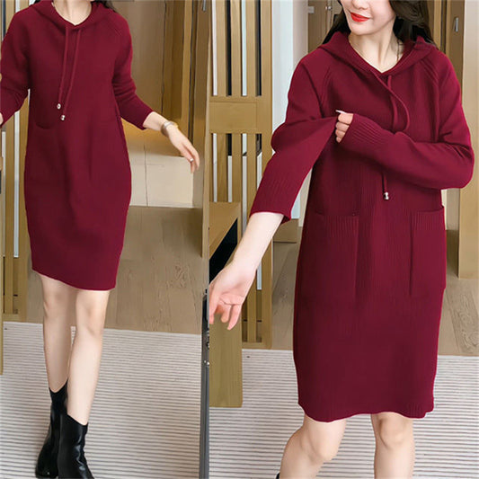 Robe en tricot pour femmes avec capuche et poches pratiques Chic und Stil