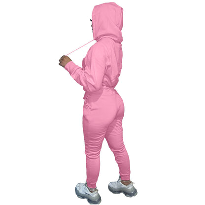 Dames Ensemble de jogging sportif avec capuche et taille élastique Chic und Stil