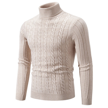 Pull en tricot pour hommes avec col montant et motif en torsades Chic und Stil