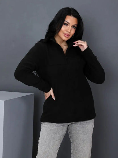 Pull en polaire pour femmes avec col montant et fermeture éclair Chic und Stil