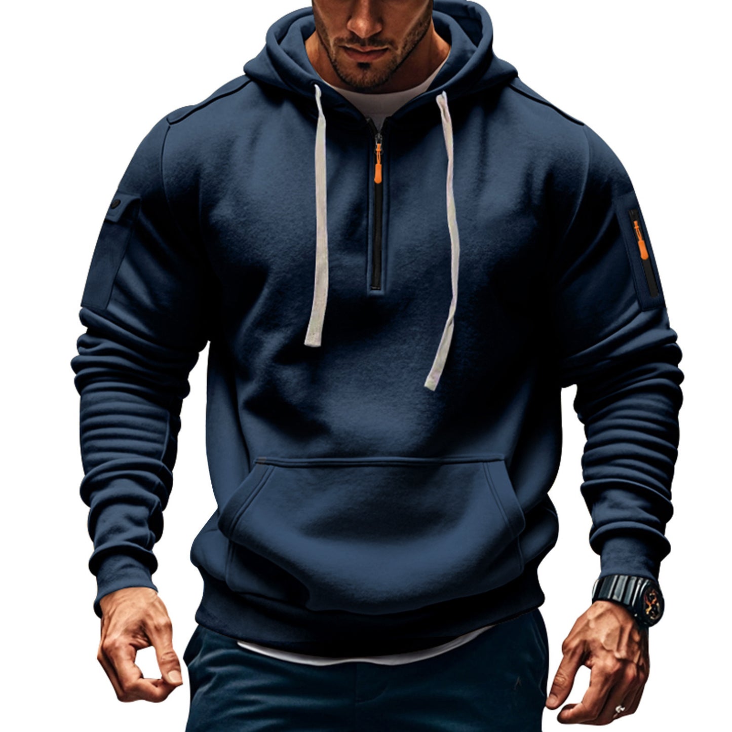 Functional hoodie for men with contrasting zipper and practical pockets Chic and Style
