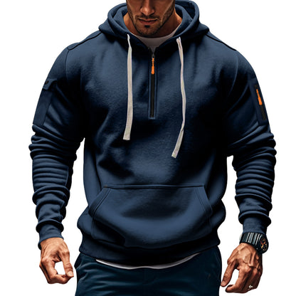 Functional hoodie for men with contrasting zipper and practical pockets Chic and Style