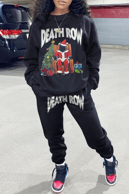 Casual sweatshirt and jogger pants set for women with creative Christmas pattern Chic und Stil