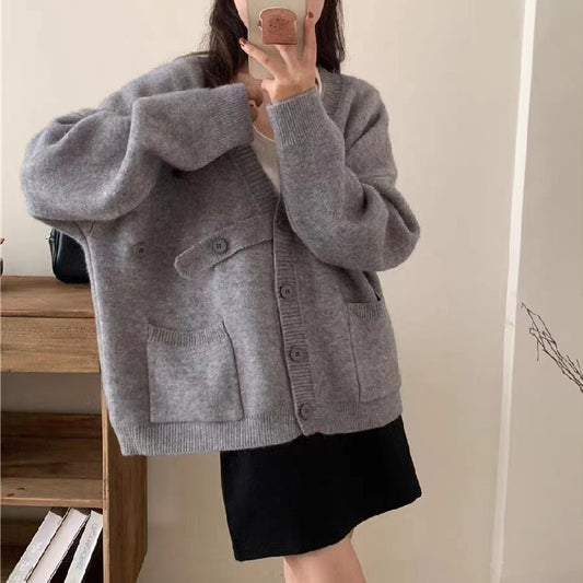 Cardigan oversized pour femmes avec grandes poches et détails de boutons Chic und Stil
