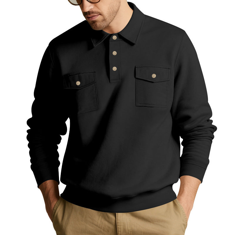 Comfortable fleece pullover for men with practical chest pockets Chic and Style