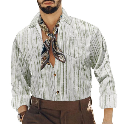 Hommes élégant chemise rayée avec po pocket et col à la mode Chic und Stil