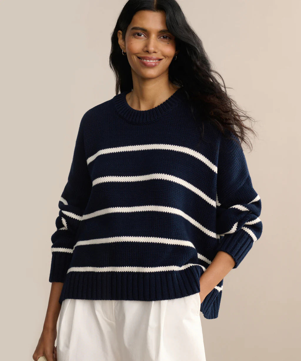 Pull en tricot pour femmes avec un large motif à rayures et une coupe décontractée Chic und Stil