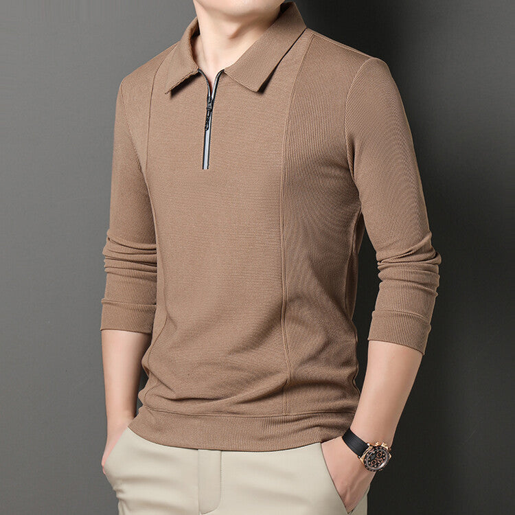 Casual long sleeve pullover for men with half zipper and textured pattern Chic und Stil