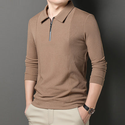 Casual long sleeve pullover for men with half zipper and textured pattern Chic und Stil