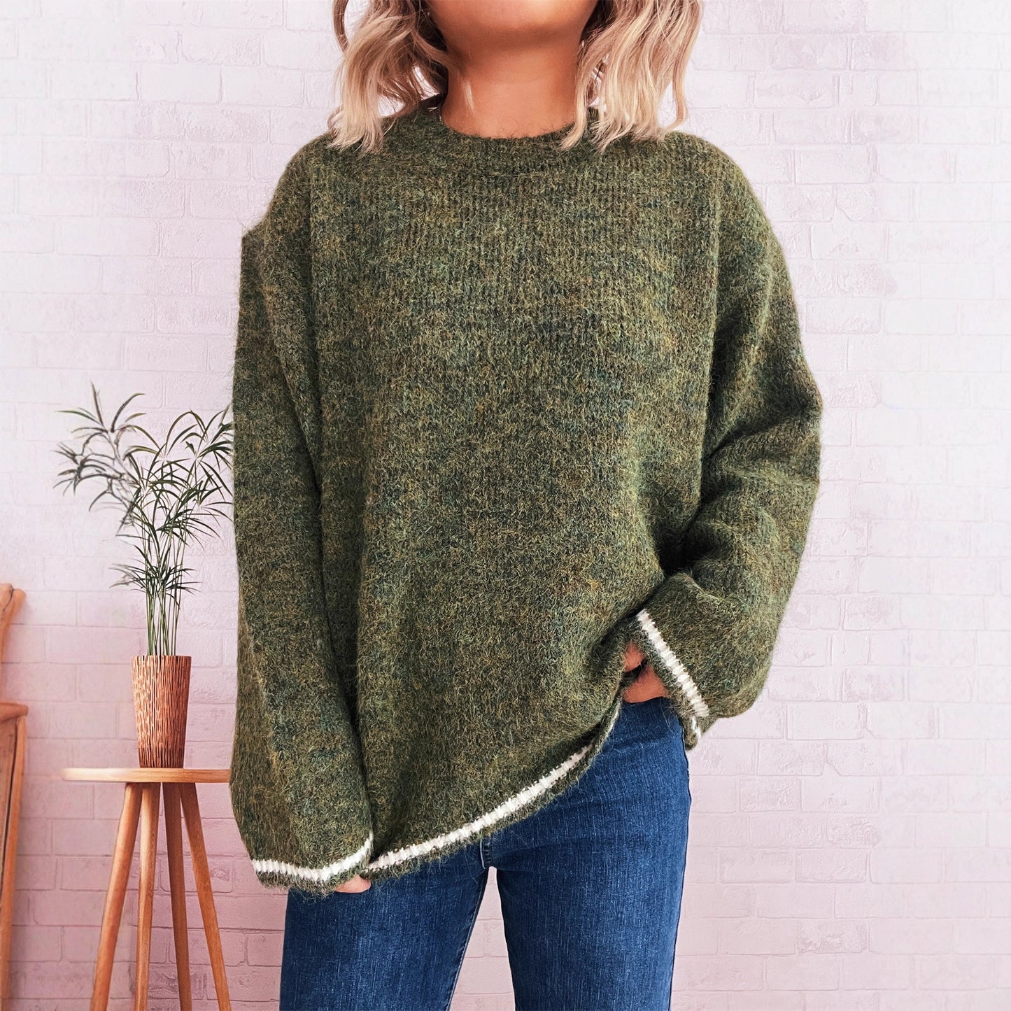 Pull ample décontracté pour femmes avec un design de couleurs bloquées Chic und Stil