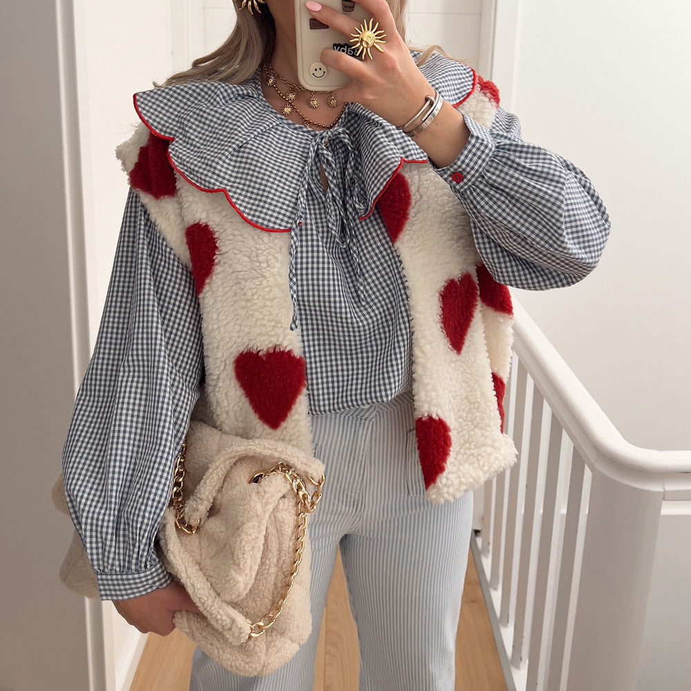 Blouse femme avec bas à volants et motif à carreaux Chic und Stil