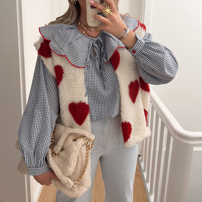 Blouse femme avec bas à volants et motif à carreaux Chic und Stil
