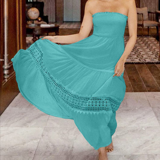Robe maxi bohème sans bretelles Chic und Stil