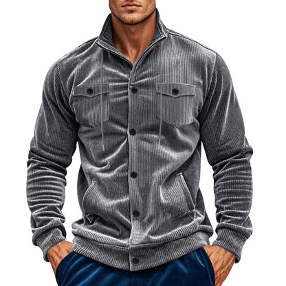 Chemise utility pour hommes en velours côtelé texturé avec poches poitrine pratiques Chic und Stil