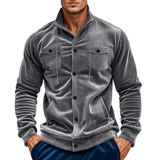 Chemise utility pour hommes en velours côtelé texturé avec poches poitrine pratiques Chic und Stil
