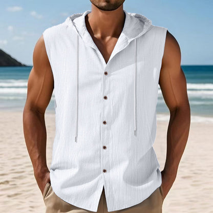 Chemise sans manches pour hommes avec capuche et fermeture à boutons Chic und Stil