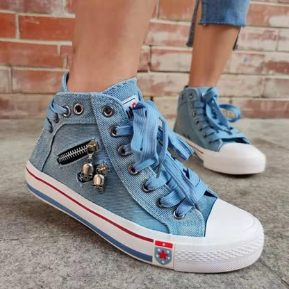 Baskets hautes pour femmes au look vintage moderne avec des détails de fermeture éclair tendance Chic und Stil
