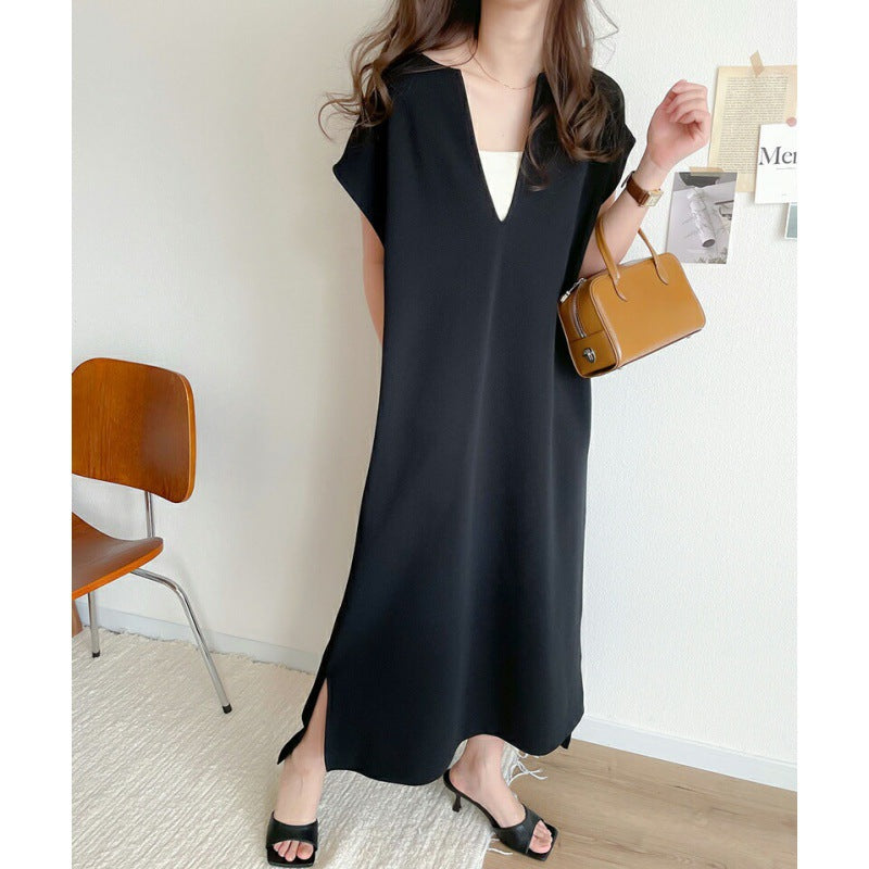 Dames Élégant Robe Maxi Décolleté en V Chic und Stil