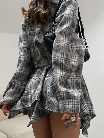 Robe chemise à carreaux décontractée pour femmes Chic und Stil