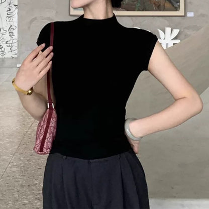 T-shirt ajusté à col montant pour femmes Chic und Stil