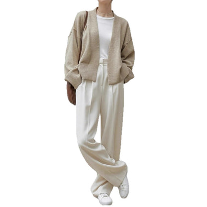 Cardigan hybride pour femmes avec large bord-côte et ceinture Chic und Stil