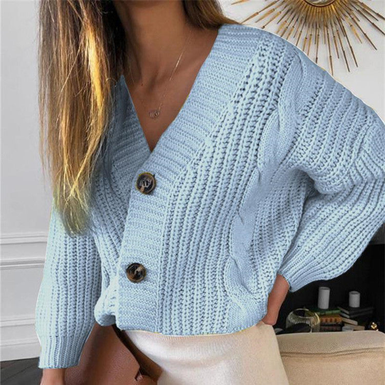 Dames Gros Tricot Cardigan avec Détails de Bouton Chic und Stil