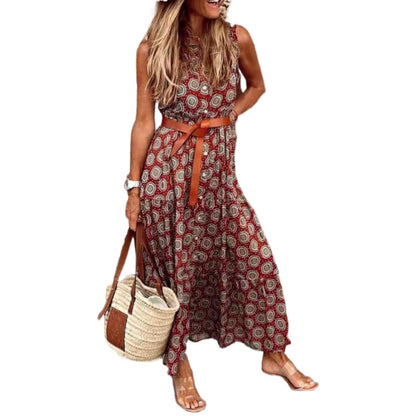 Robe maxi bohème pour femmes avec ceinture réglable Chic und Stil