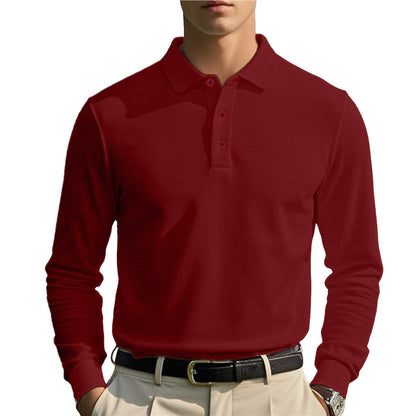 Men's Long Sleeve Polo with Chic Texture and Style