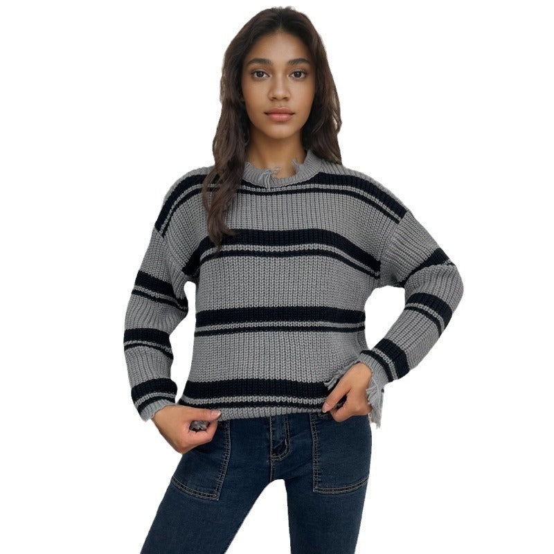 Pull en tricot décontracté pour femmes avec des détails boho et des franges Chic und Stil