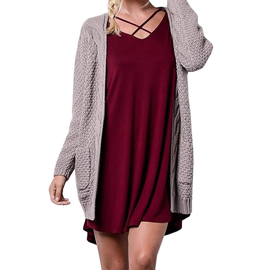 Dames Gros pull cardigan avec devant ouvert et poches pratiques Chic und Stil
