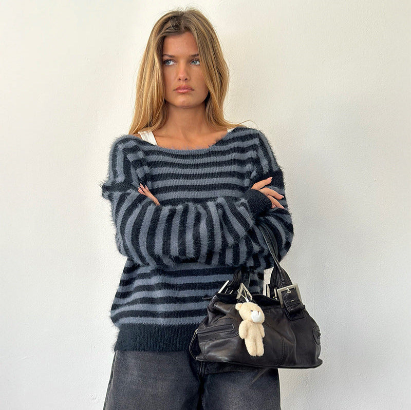 Pull femme à rayures à la mode avec coupe décontractée Chic und Stil