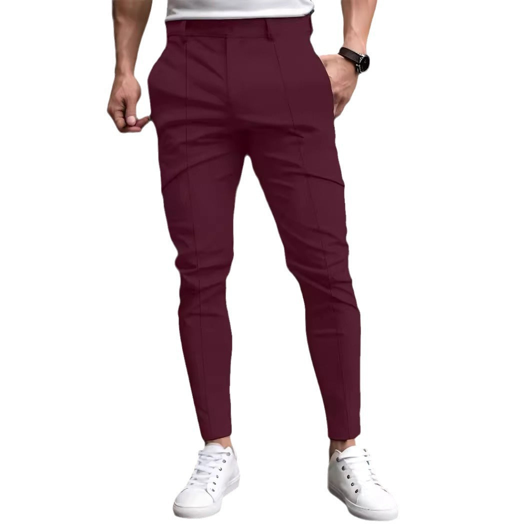 Pantalon chino slim-fit à la mode pour hommes avec taille élastique et poches polyvalentes Chic und Stil