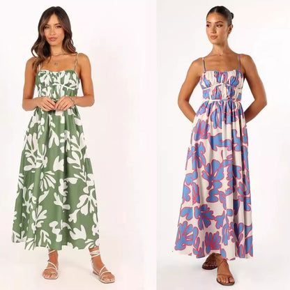 Dames Robe Maxi Florale Fluide Chic und Stil