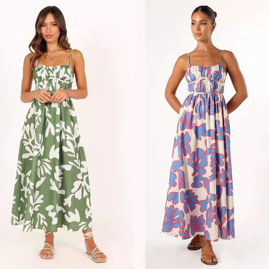 Dames Robe Maxi Florale Fluide Chic und Stil