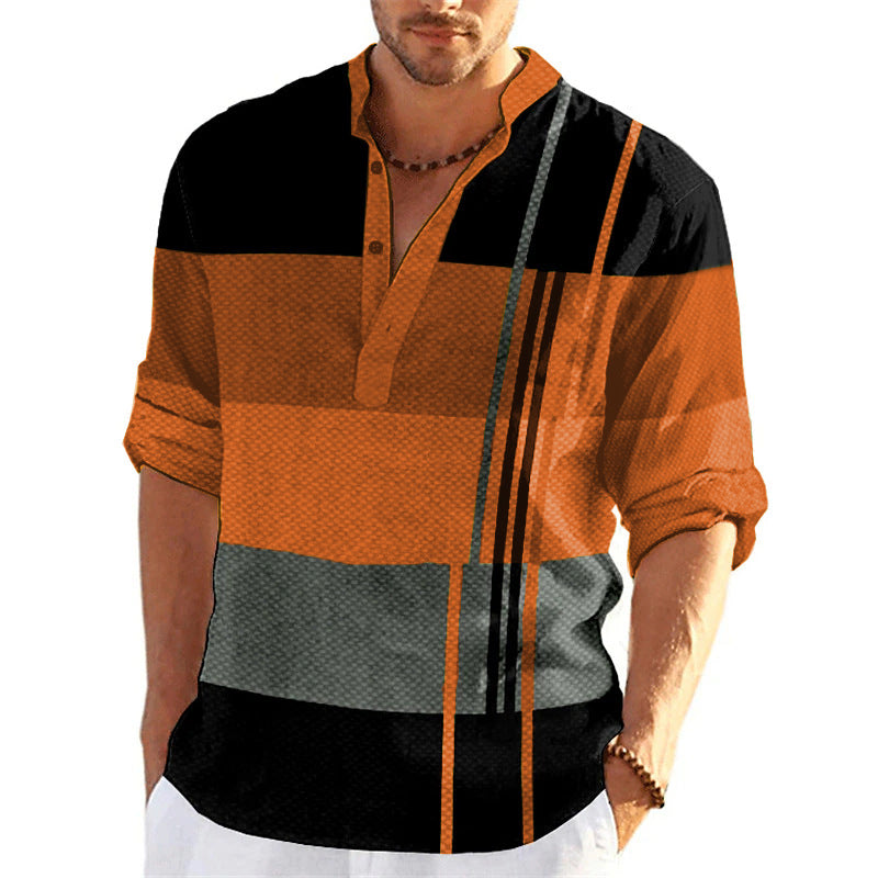 Chemise popover rayée décontractée pour hommes Chic und Stil