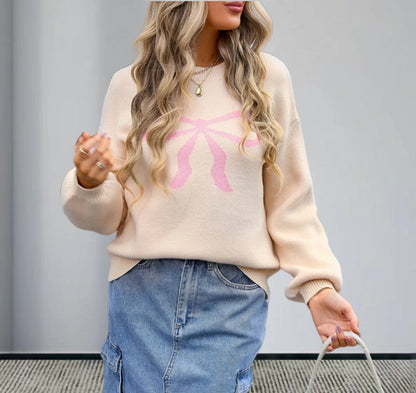 Pull en tricot pour femmes avec un motif de nœud charmant et des détails à la mode Chic und Stil