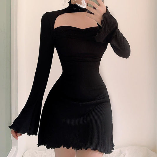 Femmes Robe mini élégante avec des manches plus longues et un décolleté raffiné Chic und Stil