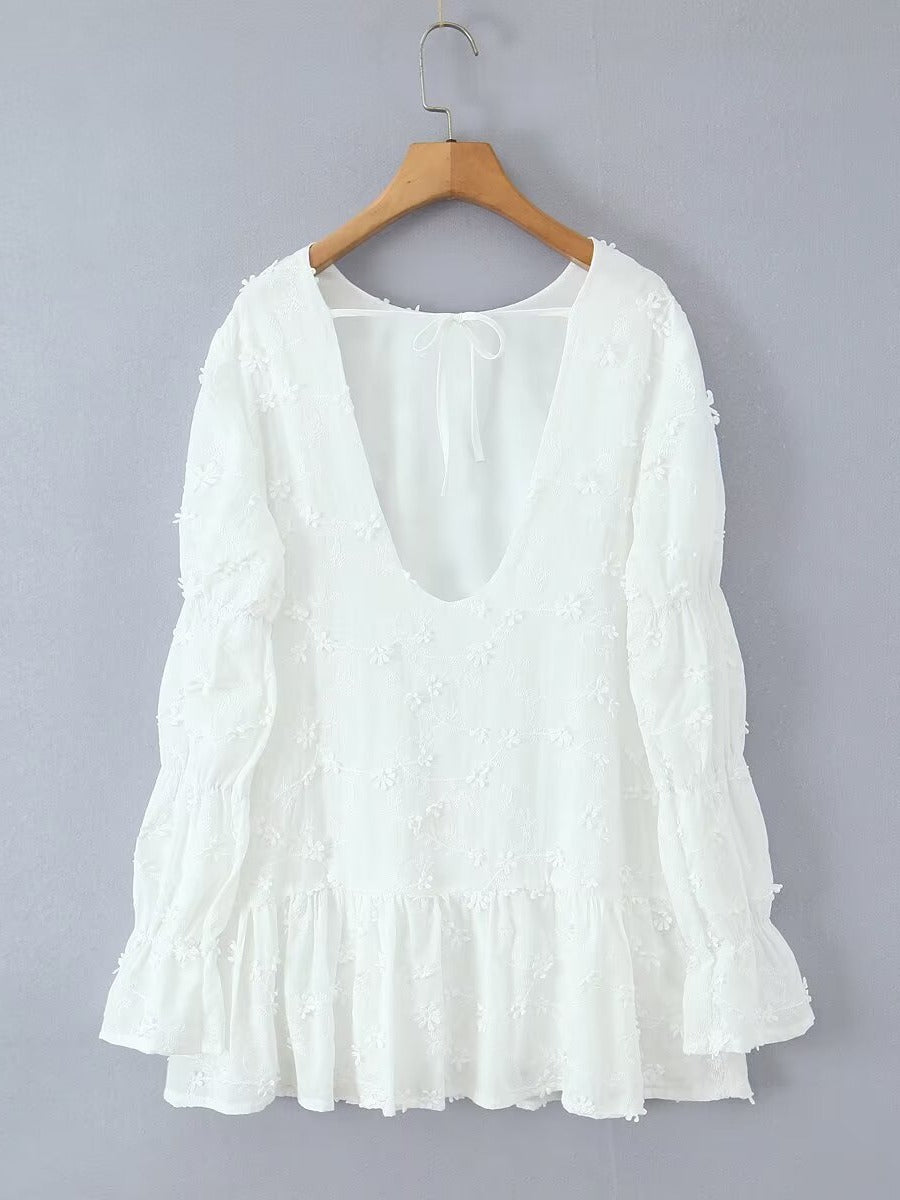 Robe tunique aérienne pour femmes avec broderies florales et ourlet en dentelle Chic und Stil