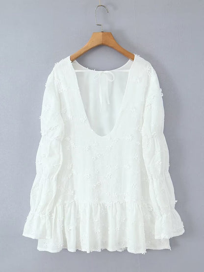 Robe tunique aérienne pour femmes avec broderies florales et ourlet en dentelle Chic und Stil