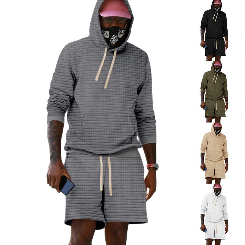 Casual men's set with structured hoodie and shorts Chic and Style
