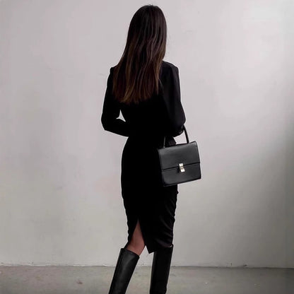 Robe portefeuille ajustée pour femmes avec manches longues et coupe élégante Chic und Stil