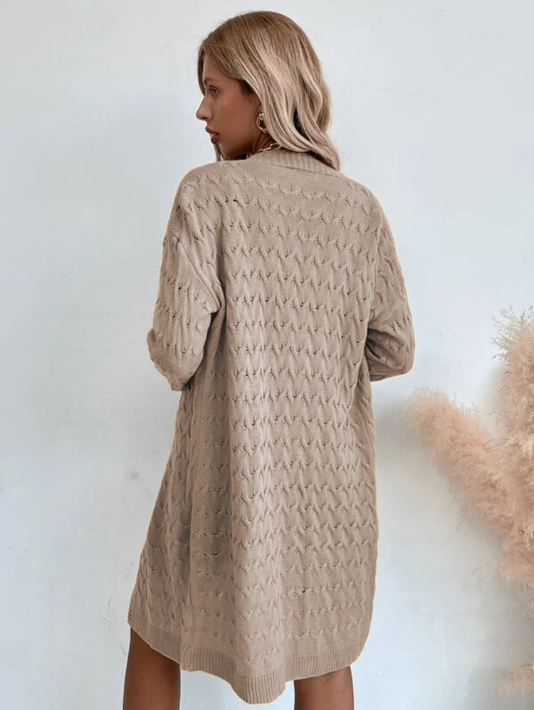 Dames Grand manteau en tricot avec motif texturé et coupe décontractée Chic und Stil