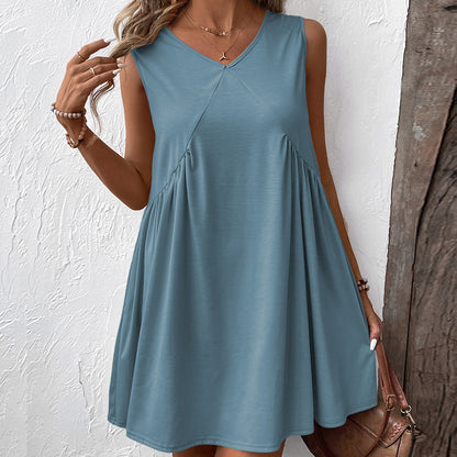 Robe femme fluide à décolleté en V avec poches latérales et coupe fluide Chic und Stil