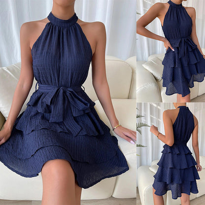 Robe mini à col halter avec volant pour femmes Chic und Stil