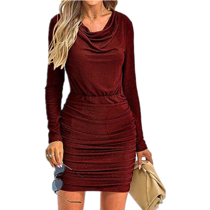 Robe mini glamour pour dames avec détails enroulés et manches longues Chic und Stil