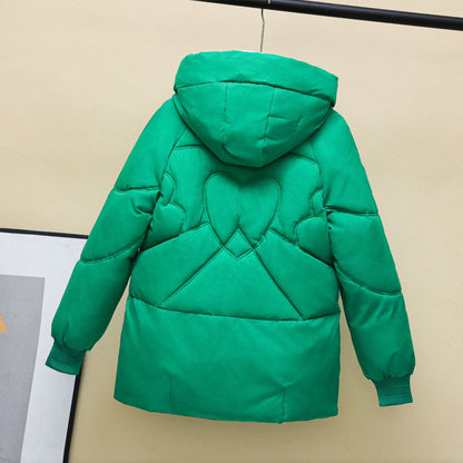 Dames doudoune d'hiver matelassée avec capuche et détails en forme de cœur Chic und Stil