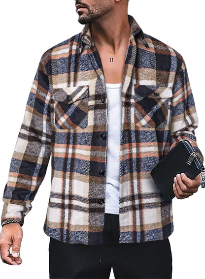 Chemise en flanelle pour hommes avec motif à carreaux et poches fonctionnelles Chic und Stil